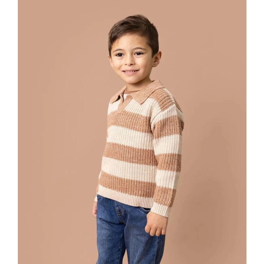 Fox & Finch Boys Stripe Knitted Jumper With  Collar