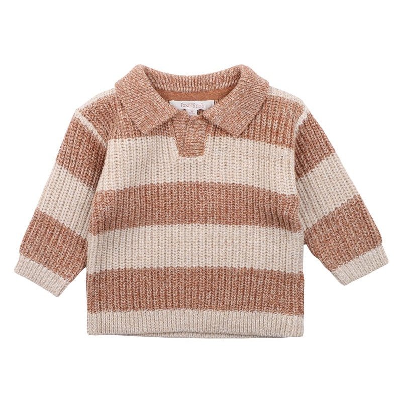 Baby Boys Stripe Knitted Jumper With  Collar