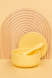 Silicone Suction Bowl with lid & Spoon Set Buttercup