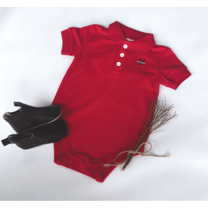 Baby Boys Polo Romper - Bright Red