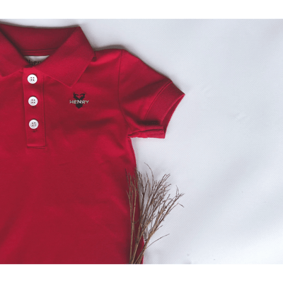 Baby Boys Polo Romper - Bright Red