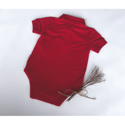 Baby Boys Polo Romper - Bright Red