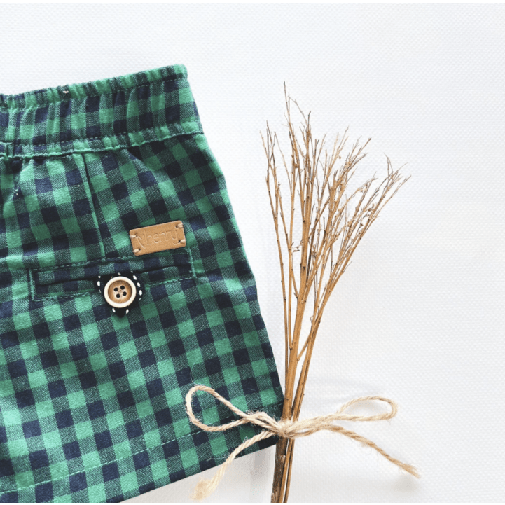 Baby Boys Sonny Short - Green Navy Check