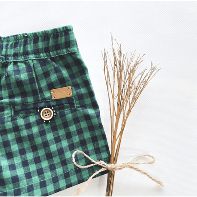 Baby Boys Sonny Short - Green Navy Check
