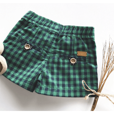 Baby Boys Sonny Short - Green Navy Check