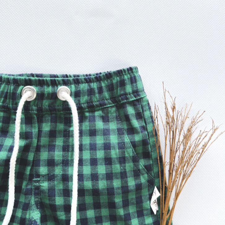 Baby Boys Sonny Short - Green Navy Check