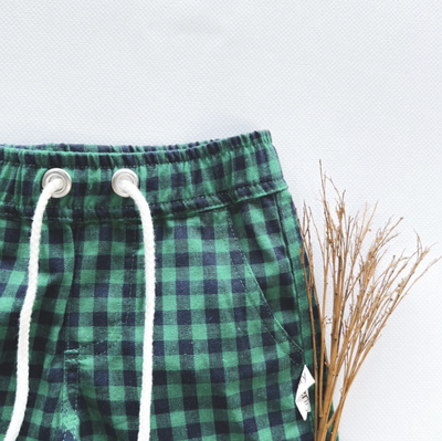 Baby Boys Sonny Short - Green Navy Check