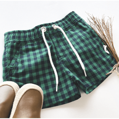Baby Boys Sonny Short - Green Navy Check