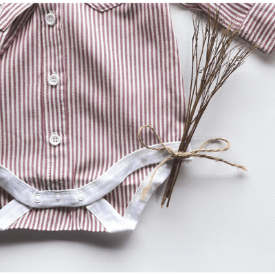Baby Boys Dress Shirt Romper - Red Pinstripe