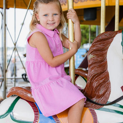 Girls Pink Twill Dress