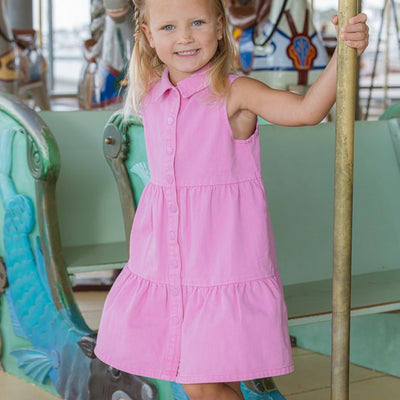 Girls Pink Twill Dress