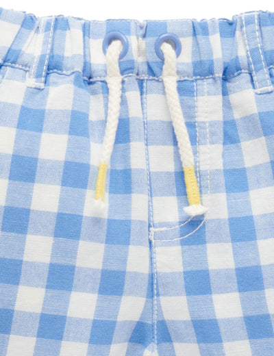 Boys Gingham Shorts Ocean