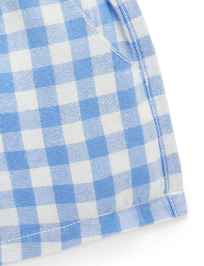 Boys Gingham Shorts Ocean