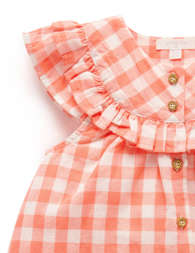 Girls Gingham Set Coral