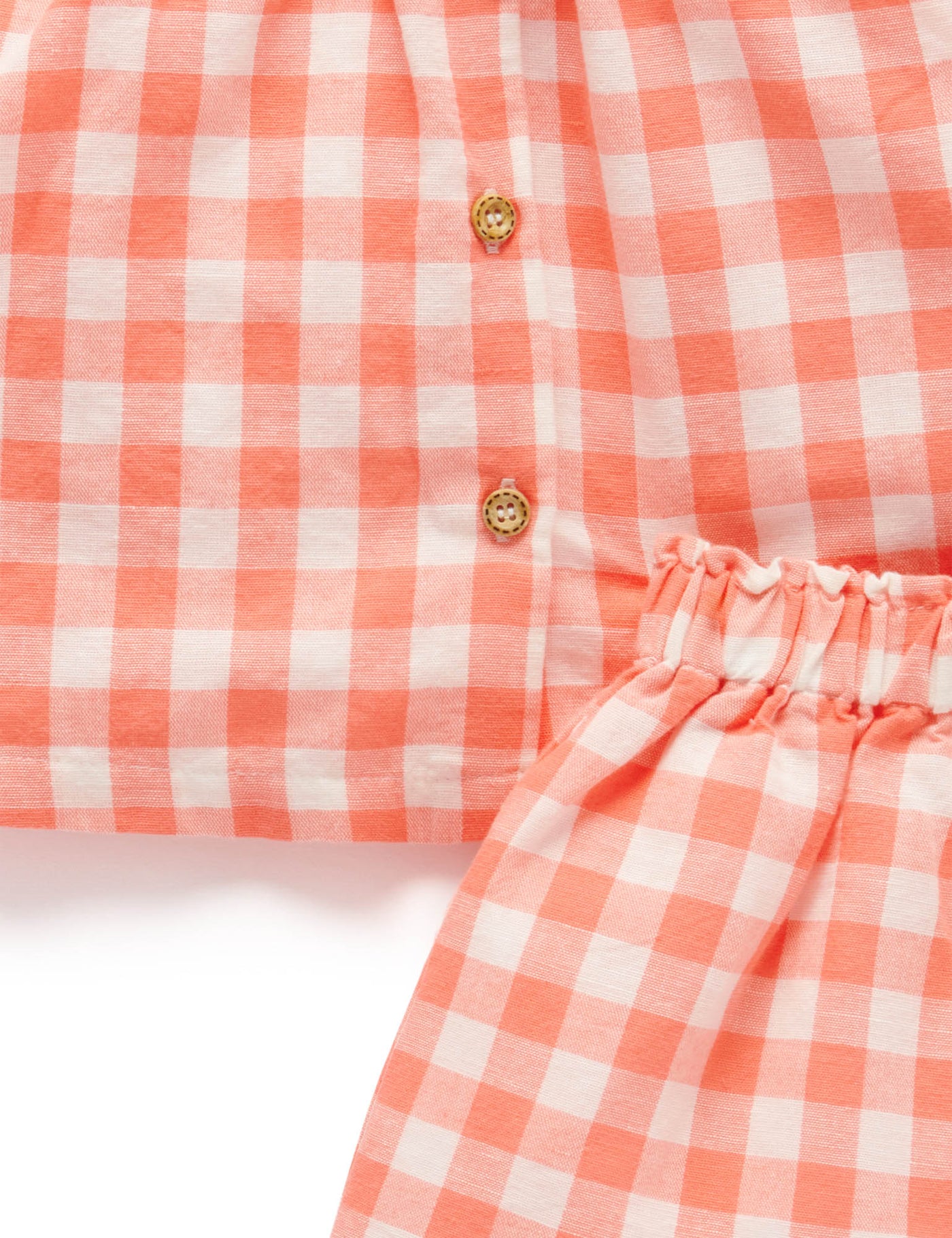 Girls Gingham Set Coral