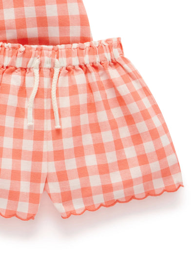 Girls Gingham Set Coral