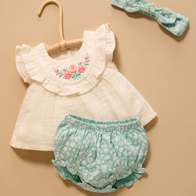 Baby Girls Embroidered Bloomer Set