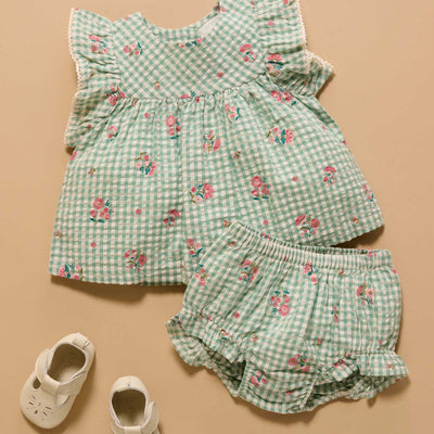 Baby Girls Frida Gingham Bloomer set