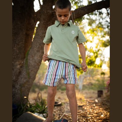 Boys Crinkle Stripe Short