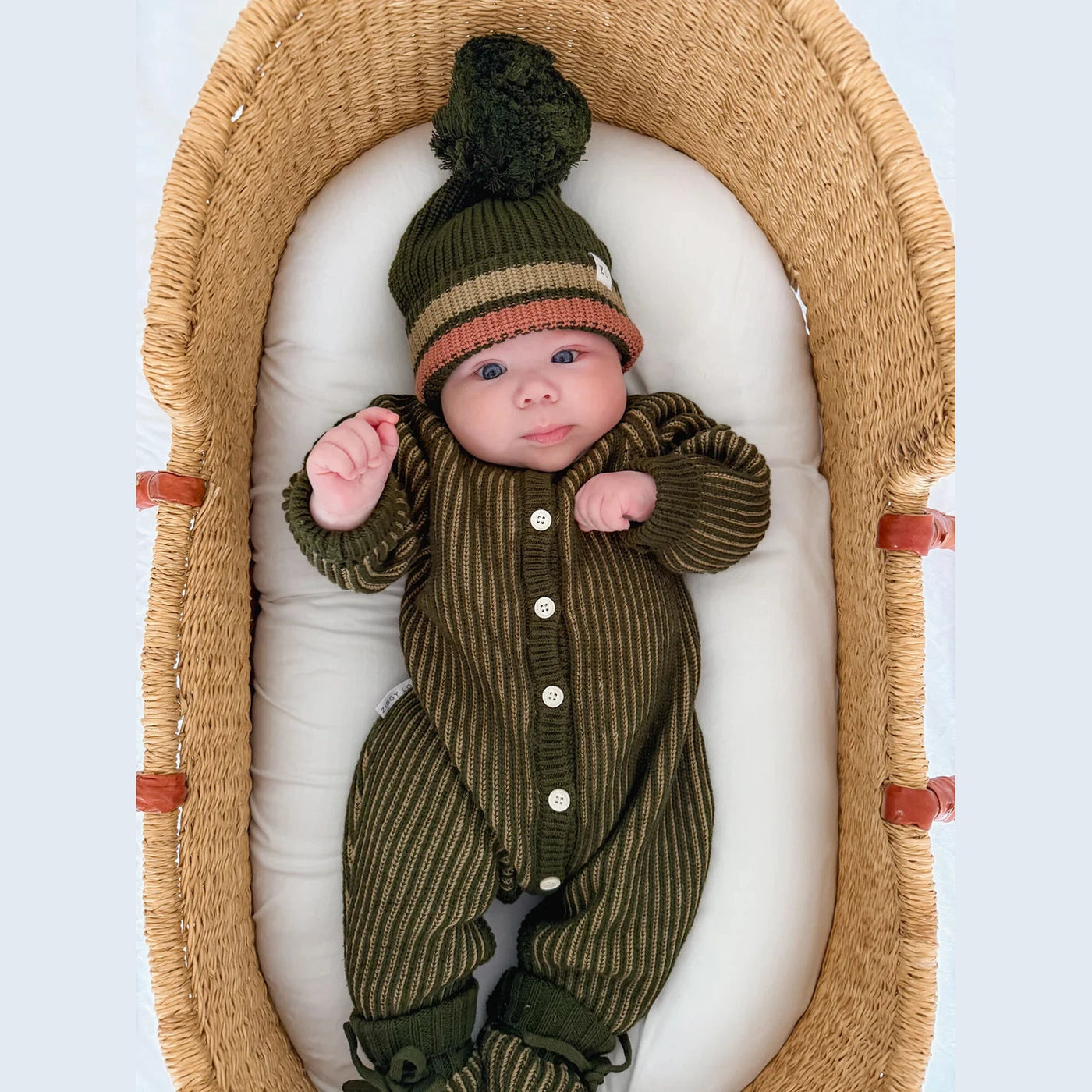 Classic Knit Romper Pesto