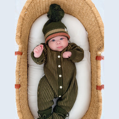 Classic Knit Romper Pesto