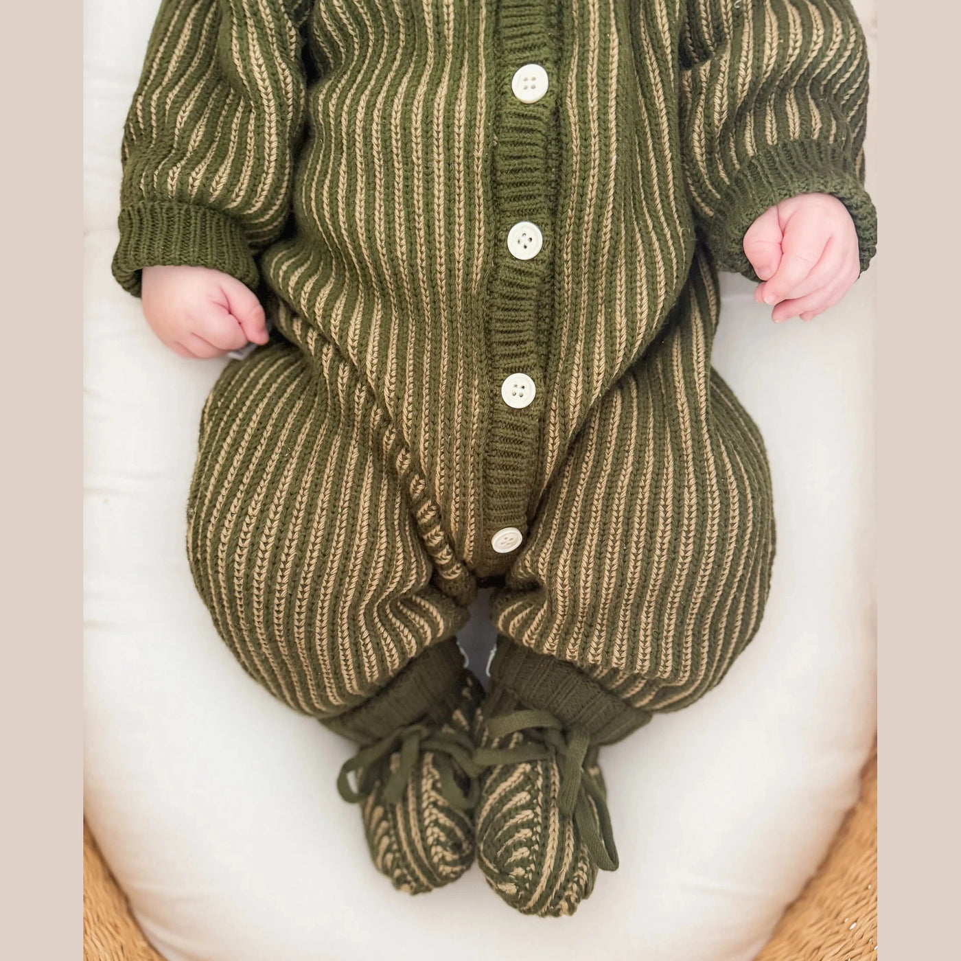 Classic Knit Romper Pesto
