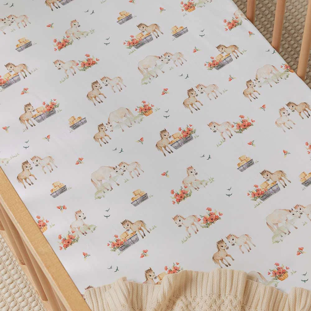 Fitted Cot Sheet Pony Pals
