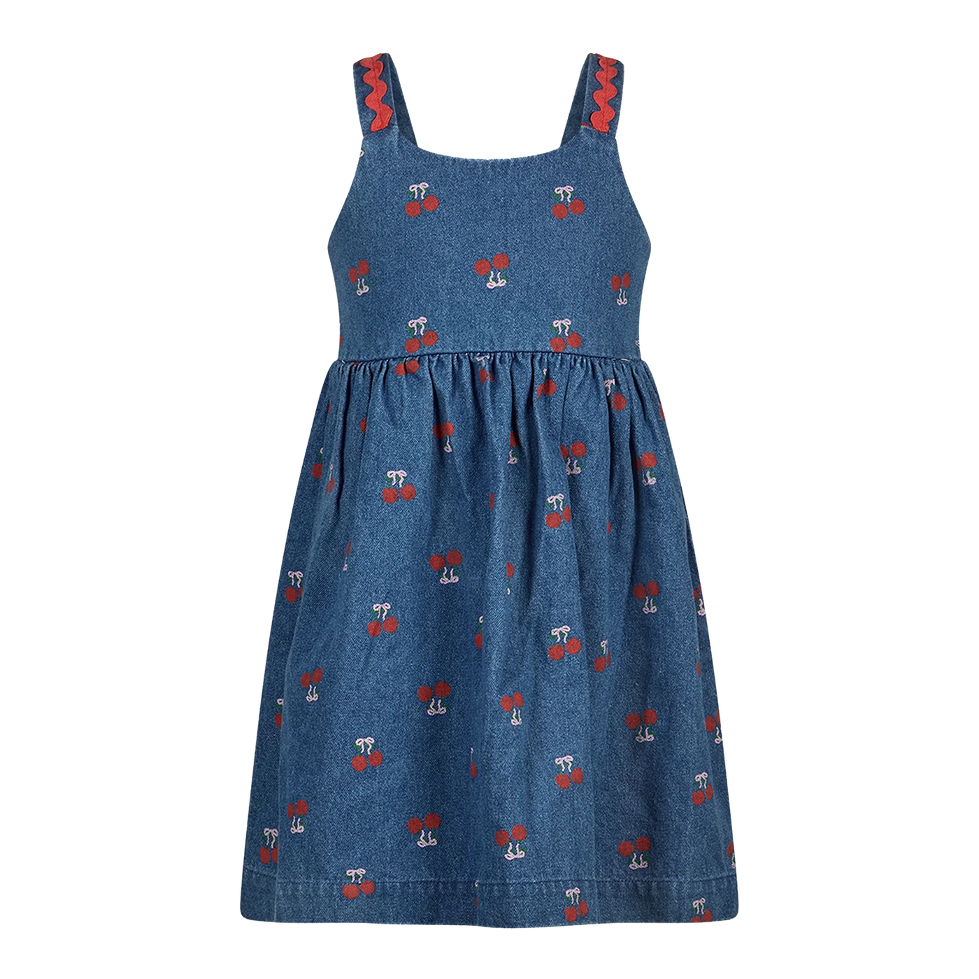 Girls Blue Cherry Picnic Woven Dress