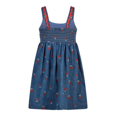 Girls Blue Cherry Picnic Woven Dress