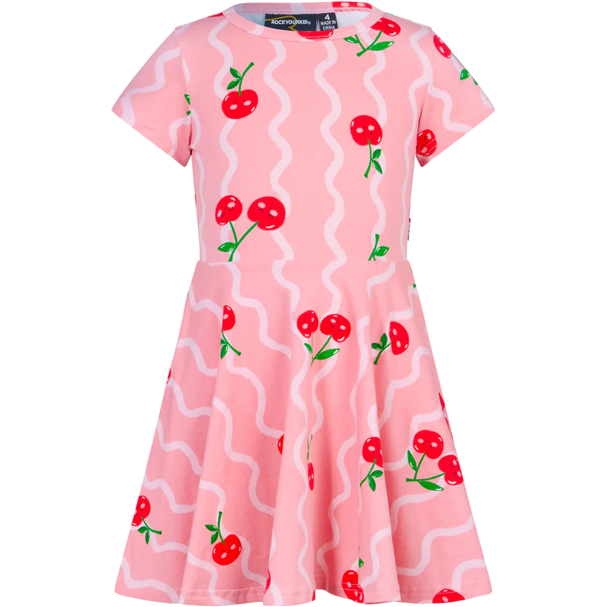 Girls Cherry Coral Waisted Dress