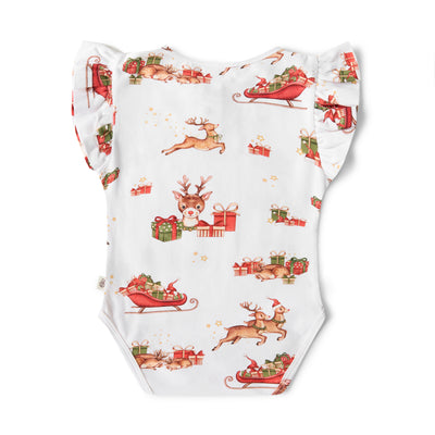 Baby Girls Bodysuit With Frill Reindeer