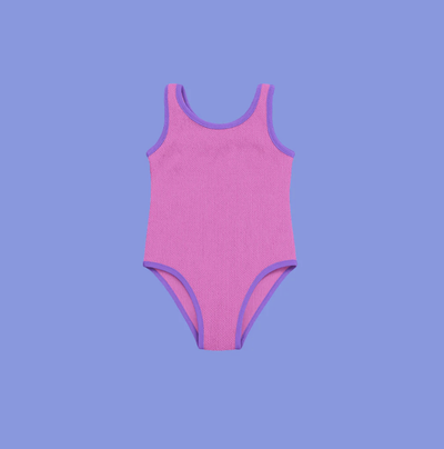 Fluro Crinkle One Piece - Fluro Pink & Lilac