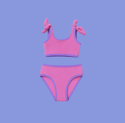 Crinkle Bikini - Fluro Pink & Lilac