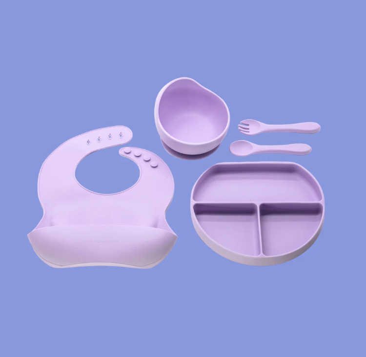 5 Piece Silicone Feeding Set - Violet