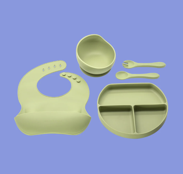 5 Piece Silicone Feeding Set - Macha