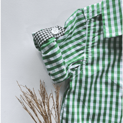 Baby Boys Dress Shirt Romper - Bright Green Check