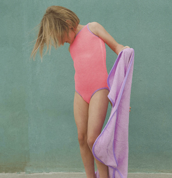 Fluro Crinkle One Piece - Fluro Pink & Lilac