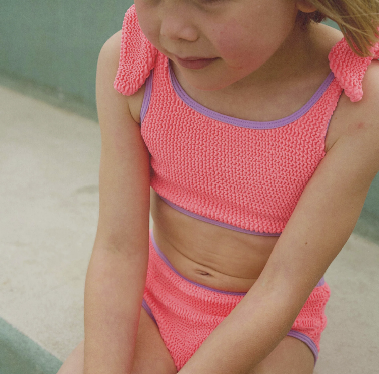 Crinkle Bikini - Fluro Pink & Lilac