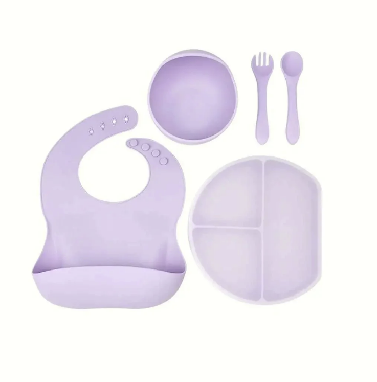 5 Piece Silicone Feeding Set - Violet
