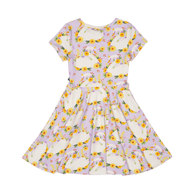 Girls Princess Swan Waisted Dress