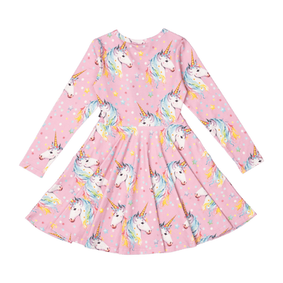 Girls Dotty Unicorn Waisted Dress