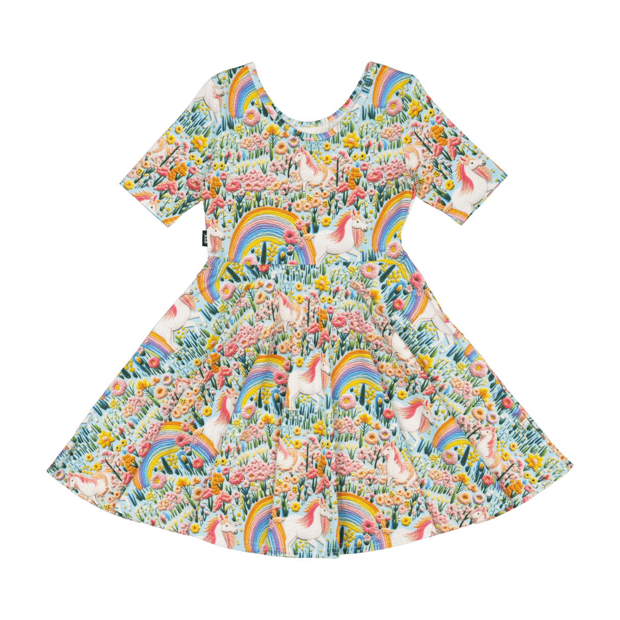 Girls Embroidered Unicorns Mabel Waisted Dress