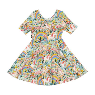 Girls Embroidered Unicorns Mabel Waisted Dress