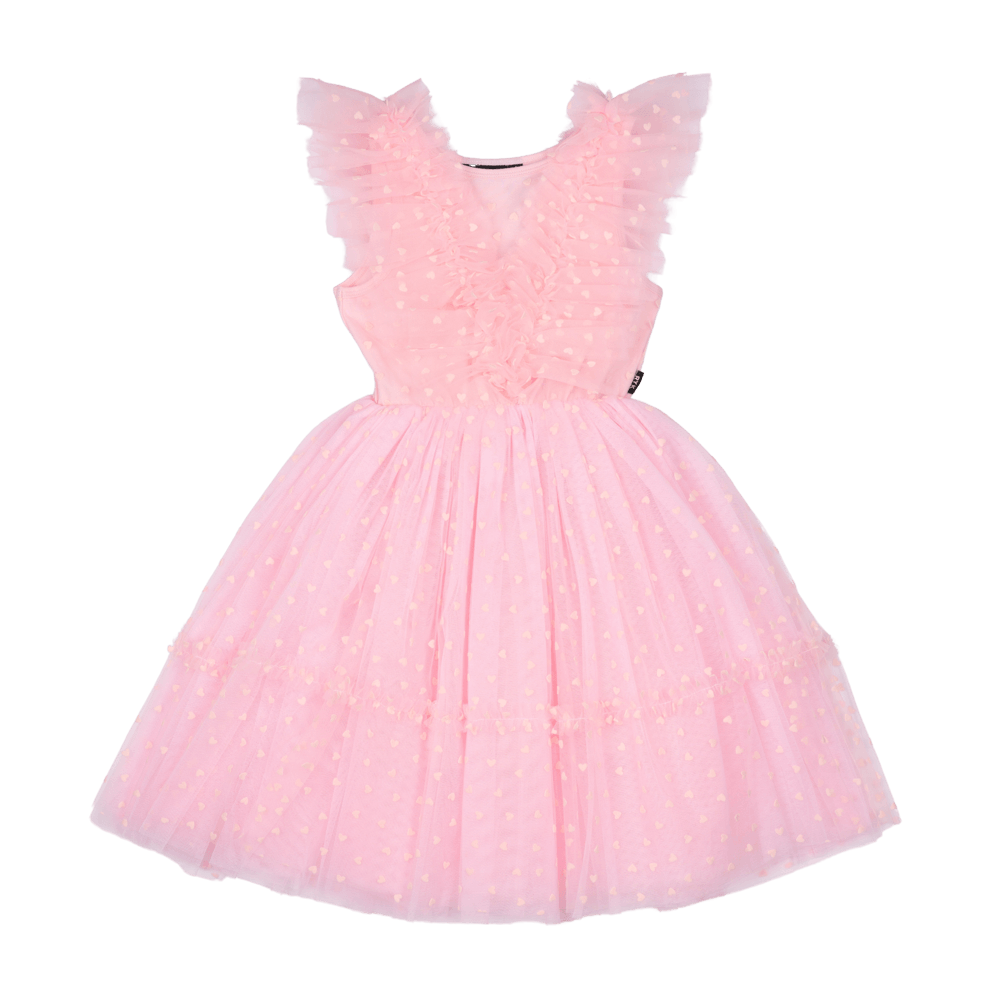 Girls Pink Heart Tulle Party Dress