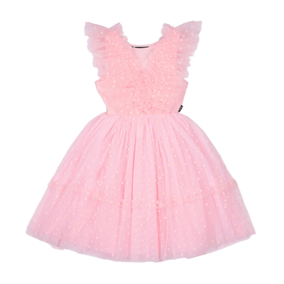 Girls Pink Heart Tulle Party Dress