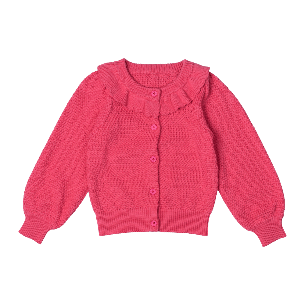 Girls Hot Pink Knit Cardigan