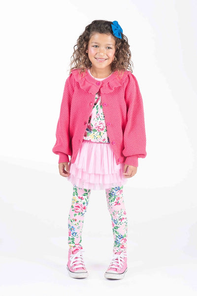 Girls Hot Pink Knit Cardigan