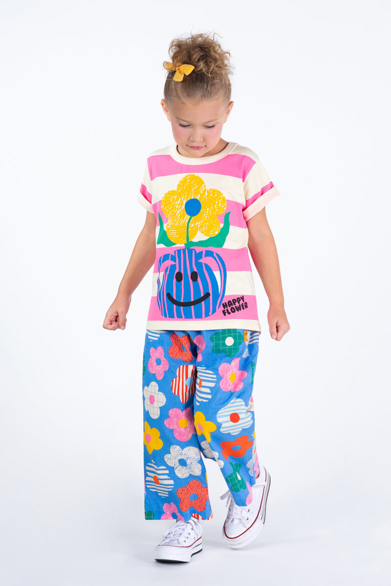 Girls Happy Flowers Wide Leg Pants