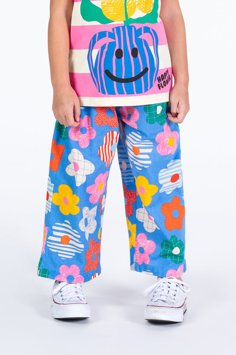 Girls Happy Flowers Wide Leg Pants