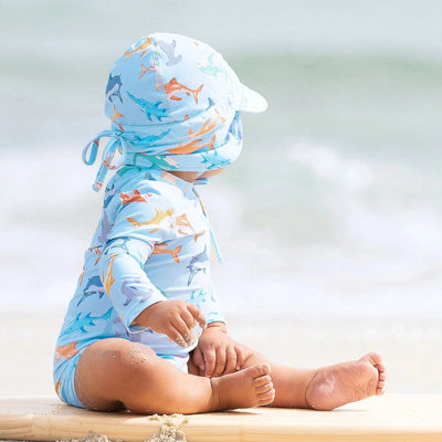 Baby Boys Swim LS Onesie Sharky